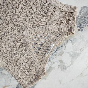 Crochet Knit Vest with Lace Trim
