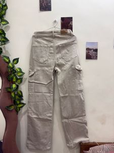Beige Cargo Jeans