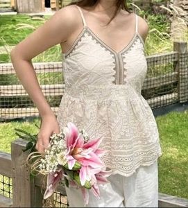Boho Embroidered Peplum Top