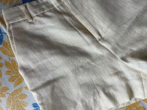 Cream Pinstripe High Waisted Shorts