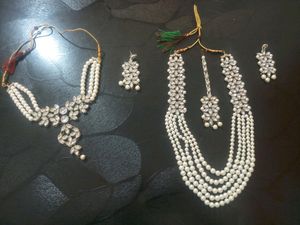 Elegant Pearl & Crystal Necklace Set