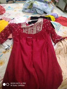 Elegant Maroon Embroidered Kurti