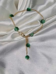 handcrafted Sparkling Green Beaded Bracelet