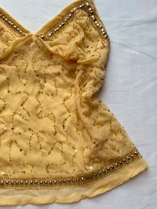 Sparkling Embellished Yellow Camisole Top