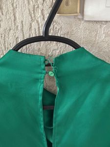 Elegant Emerald Green Satin Top
