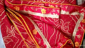 Elegant Red Bandhani Saree