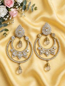 💖 Royal Gold Chandbali Earrings - Heavy Diamond W