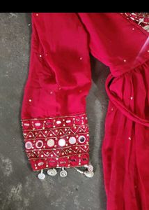 Elegant Red Tiered Anarkali Gown