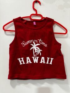 Red "Summer Time Hawaii" Crop Top
