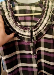 Purple and Black Checkered zipper maxi for winter