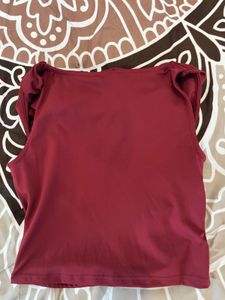 Maroon Cowl Neck Ruched Crop Top