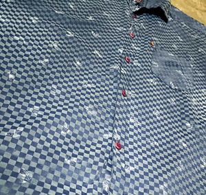 Stylish Blue Patterned Shirt