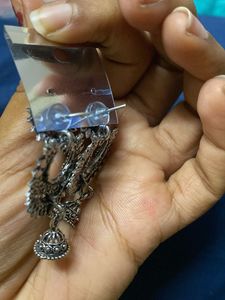 Oxidized Silver Jhumka Earrings