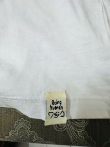 Being Human Men's White T-Shirt with Blue Logo