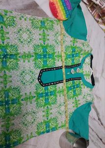 Teal Green Printed Kurta Set