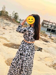 Women's Floral V-neck Multicolour Dress