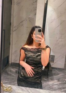 Elegant Black Lace Off-Shoulder Maxi Dress