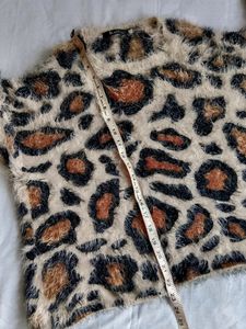 Cheetah Print Fur Sweater Top- Free Size