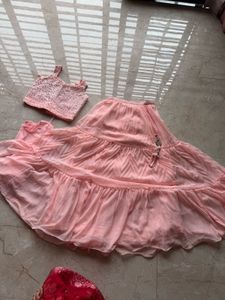 Stunning Pink Sequined Lehenga Choli Set