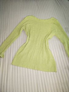 Y2K Lime Green Ribbed Long Sleeve Top