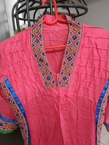 Embroidered Pink Kurta