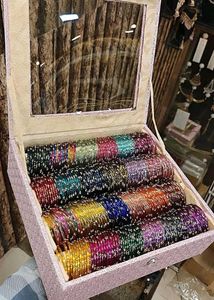 Dark Green Copper Lehenga+ bangles Box C