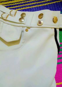White Belted Pants