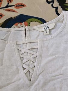 Cream Lace-Up Neck Sleeveless Top