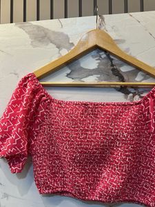 Smocked Off-Shoulder Crop Top, Bust- 36