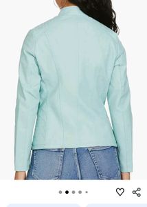 Light Blue Faux Leather Jacket