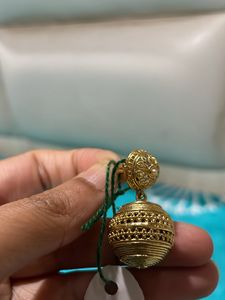 Golden Colour Earrings With Round Base