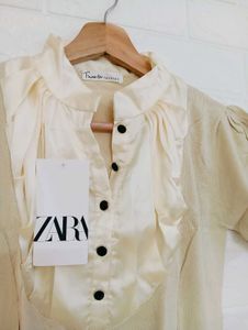 Elegant Beige Ruffle Blouse