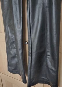 ZARA Black Faux Leather Cut-Out Pants