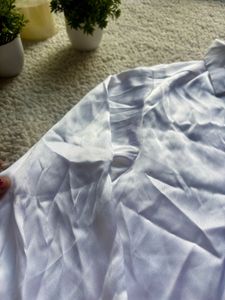 Elegant Silky White Button-Up Shirt