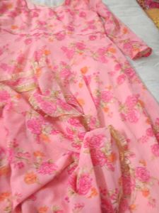 Pretty Pink Floral Kurta Set