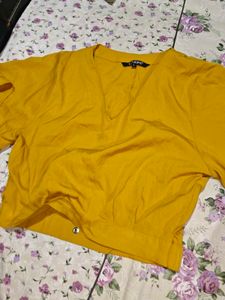 Yellow crop Top and Green Pants Set