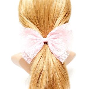 White And Baby Pink Hair Bow Alligator Clip