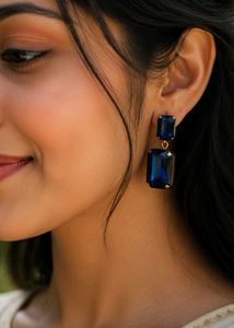 Elegant Blue Gemstone Drop Earrings