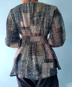 Boho Patchwork V-Neck Tunic Top