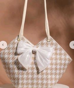 Chic Houndstooth Bow Tote Bag