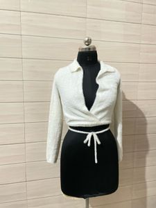 Korean imported Cozy White Wrap Top