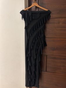 Elegant Black Ruffle Maxi Dress