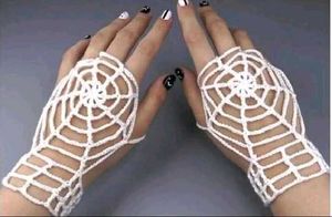 White Spiderweb Crochet Gloves