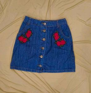 Forever 21 Floral Denim Mini Skirt (Made in China)