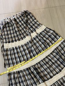 Chic Plaid Maxi Dress with Lace Trim