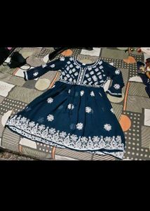 Elegant Navy Blue Embroidered Kurta
