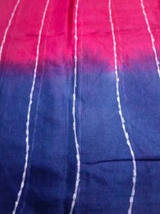 Ombre Blue &amp; Pink Saree with White Stripes