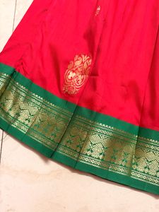 Vibrant Red Ethnic Skirt .Onam special patupavada