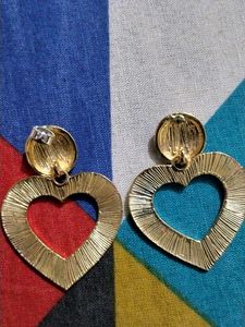 Gold color Heart Drop Earrings