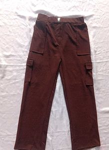 Brown Wide Leg Cargo Pants